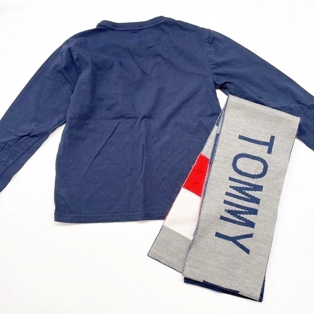 Tommy Hilfiger navy blue long sleeve shirt + matching scarf